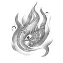 henna with fish and fatima hand tattoo design idea