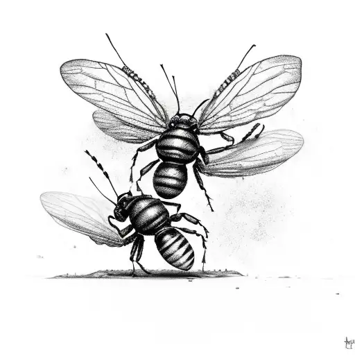 couple bugs living in the mud happily in love doing bug stuff tattoo design idea