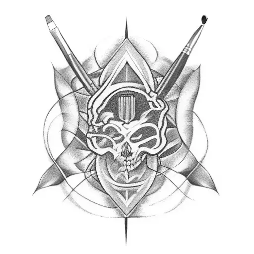 A paintbrush and a needle, symbolizing the fusion of painting and tattooing tattoo design idea