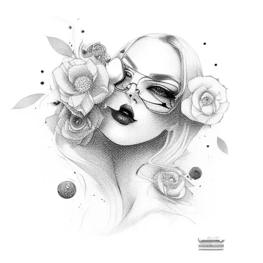 A fashionable woman holding a paintbrush, blending your interests in fashion and painting tattoo design idea