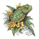 tortuga, raya marina,pez koi tattoo design idea