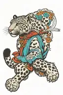 snow leopard walking tattoo design idea