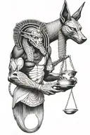 Anubis holding a scale tattoo design idea