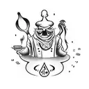 A magical chef conjuring a feast with playing cards from Magic: The Gathering tattoo design idea