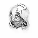 A magical chef conjuring a feast with playing cards from Magic: The Gathering tattoo design idea