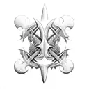 Surfing and trident tattoo design idea