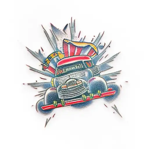 monster truck tattoo design idea