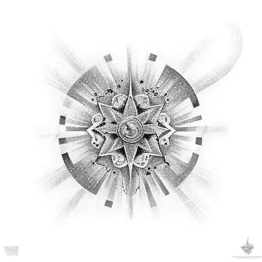 daga árabe dentro de una estrella de 12 puntas  tattoo design idea