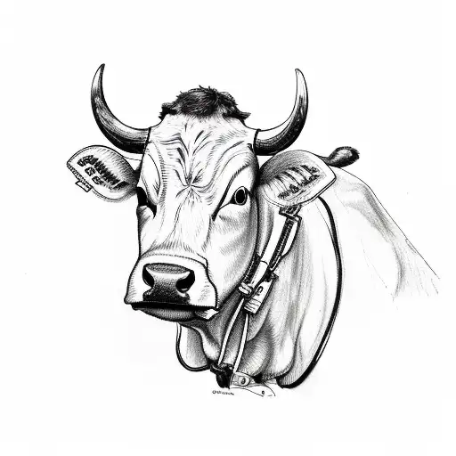 cow on bike sideways tattoo design idea