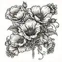 California poppies intertwined with coffee beans tattoo design idea