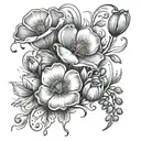 California poppies intertwined with coffee beans tattoo design idea
