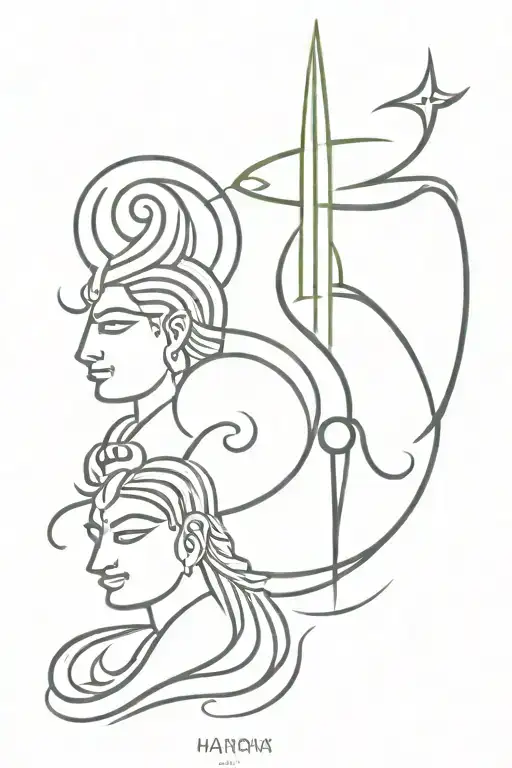 Symbolic Representation of Mahadev and Vishnu, With Hari Har written in it tattoo design idea