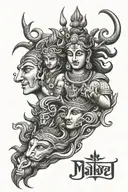 Symbolic Representation of Mahadev and Vishnu, With Hari Har written in it tattoo design idea