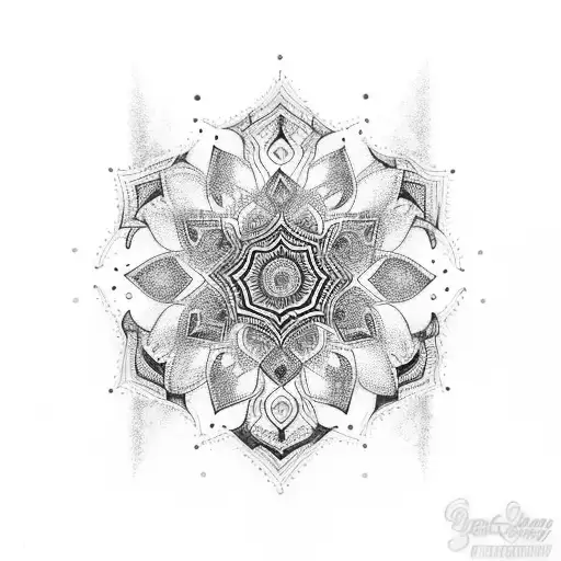 Mandala Ornamental Lacy Tear drops Wrap around leg calf to front Splash of color teal and purple tattoo design idea