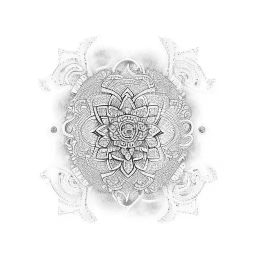 Mandala Ornamental Lacy Tear drops Wrap around leg calf to front Splash of color teal and purple tattoo design idea