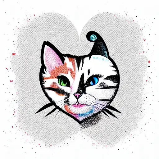 Cute calico cat inside a heart tattoo design idea