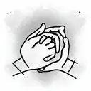 Cute calico cat paw touching a female human fist infront of a big heart tattoo design idea