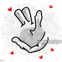 Cute calico cat paw touching a female human fist infront of a big heart tattoo design idea