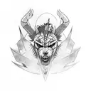 witcher with bleu color tattoo design idea