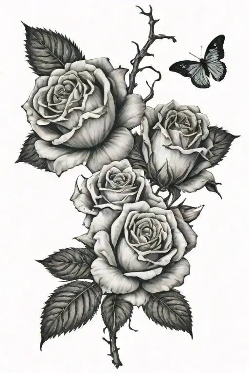 dead roses with cloudes and a date tattoo tattoo design idea