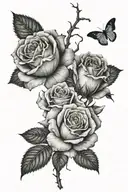dead roses with cloudes and a date tattoo tattoo design idea