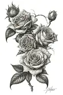dead roses with cloudes and a date tattoo tattoo design idea
