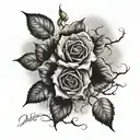 dead roses with cloudes and a date tattoo tattoo design idea