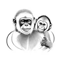 capuchin and orangutan hugging  tattoo design idea