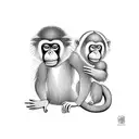 capuchin and orangutan hugging  tattoo design idea
