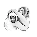 capuchin and orangutan hugging  tattoo design idea