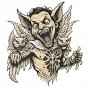 angel with screaming opossum face  tattoo design idea
