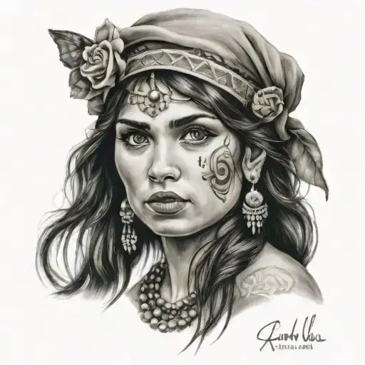 gypsy girl tattoo design idea