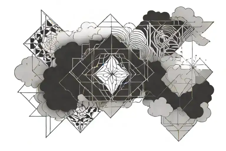 555 inbetween clouds tattoo design idea