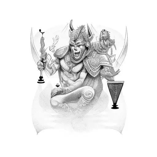 A god and a devil playing a game of chess tattoo design idea