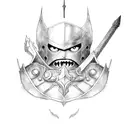 guts from berserk anime with his berserk armor holding his greatsword tattoo design idea