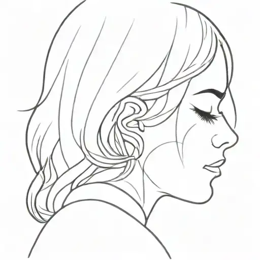 silent ginger girl hiding face  tattoo design idea
