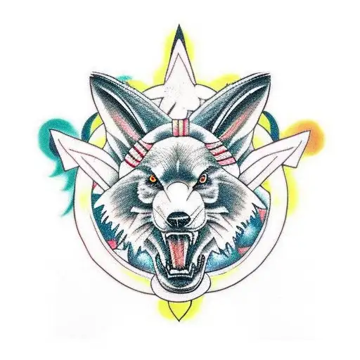 A rabbit, A Bear, A Wolf, a Giant Squid and a Cobra as a totem pole tattoo design idea