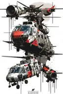 Helicopters with crane tattoo design idea