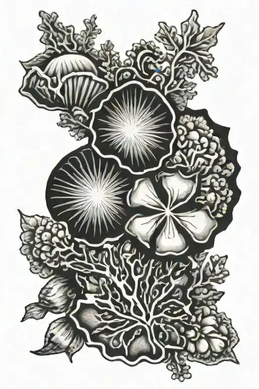 underwater coral seashell flowers  tattoo design idea