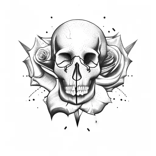 cook knife woth skull and rose tattoo design idea