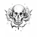 cook knife woth skull and rose tattoo design idea