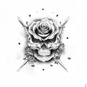 cook knife woth skull and rose tattoo design idea