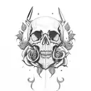 knife with skull and rose inside tattoo design idea