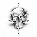  knife with skull and rose inside tattoo design idea