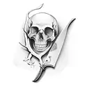  knife with skull and rose inside tattoo design idea