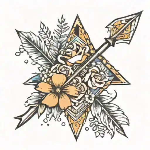 arrows crossed with kids birthdays  tattoo design idea