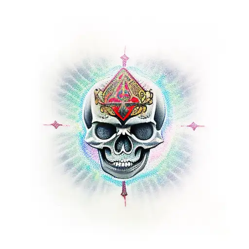 Realism "Top Half Of Skeleton Neon Glowing Eyes..." Tattoo Idea