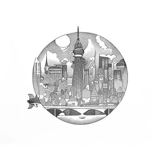 Skyline from Düsseldorf tattoo design idea