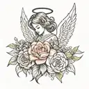 mum remembrance, angel watching tattoo design idea