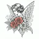 mum remembrance, angel watching tattoo design idea